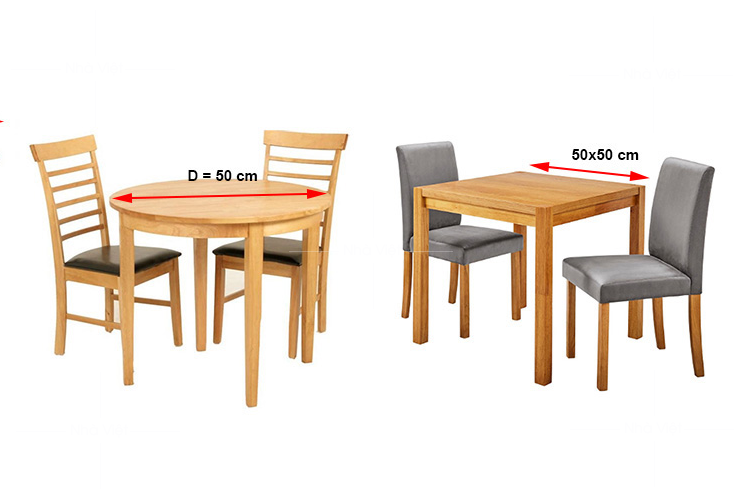 Phân loại các kích thước bàn ăn tiêu chuẩn theo số lượng ghế ăn