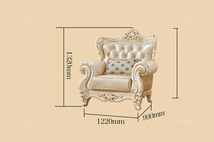 Kích thước sofa cổ điển tính theo tiêu chuẩn của nhà sản xuất