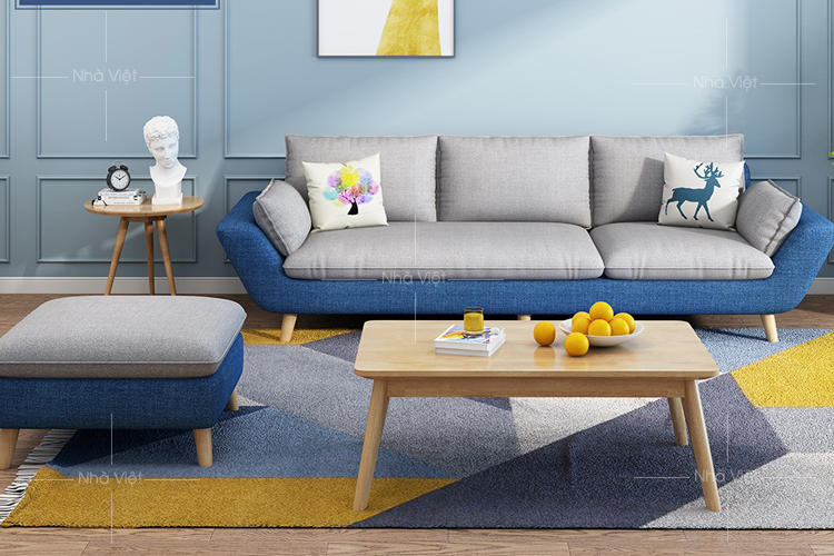 Bàn ghế sofa vải thiết kế dạng văng 2 và 3 chỗ cho chung cư nhỏ