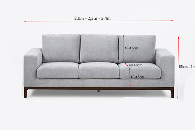 Kích thước sofa văng 1 chỗ, 2 chỗ và 3 chỗ theo tiêu chuẩn Nhà Việt