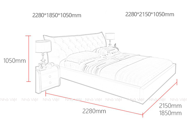 Giường ngủ da thật sản phẩm cho phòng ngủ hiện đại Giường Da Casa A22