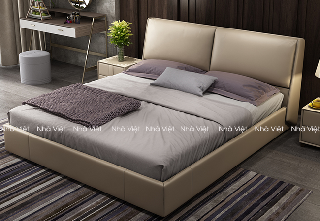 Nhà Việt cung cấp giường ngủ bọc da nhập khẩu cao cấp Giường Da RuMa A08