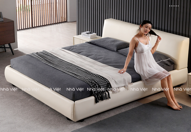 Mẫu giường ngủ bọc da là sản phẩm được nhiều người yêu thích Giường Da RuMa A11