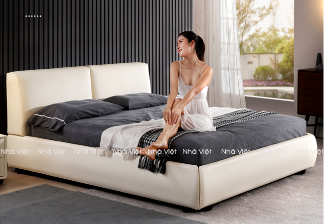 Mẫu giường ngủ bọc da là sản phẩm được nhiều người yêu thích Giường Da RuMa A11