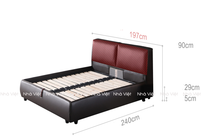 Mẫu giường ngủ bọc da là sản phẩm được nhiều người yêu thích Giường Da RuMa A11