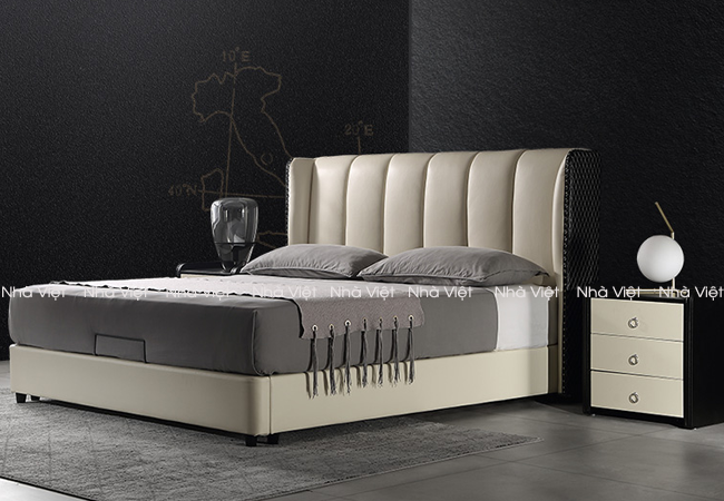 Mẫu giường ngủ bọc da thiết kế phong cách tân cổ điển Giường Da RuMa A02