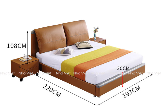 Giường ngủ đôi bọc da nhập khẩu Giường Da Ruma A13