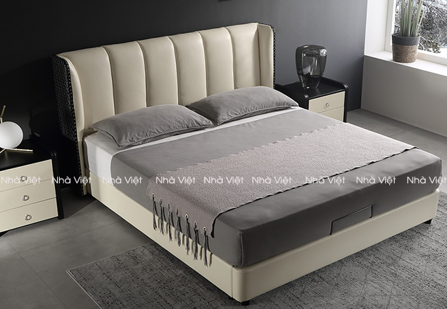 Mẫu giường ngủ bọc da thiết kế phong cách tân cổ điển Giường Da RuMa A02