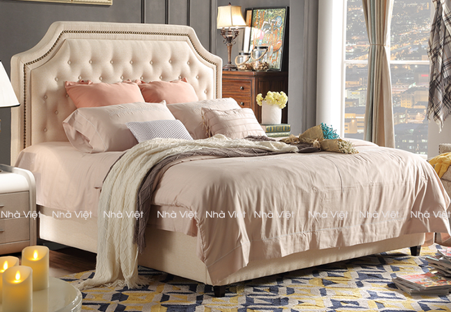 Các mẫu giường ngủ đẹp bọc chất liệu nỉ Giường Da Casa A19