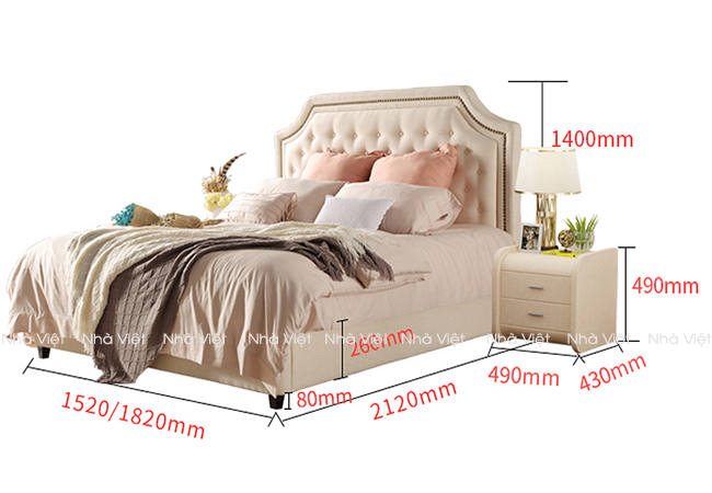 Các mẫu giường ngủ đẹp bọc chất liệu nỉ Giường Da Casa A19