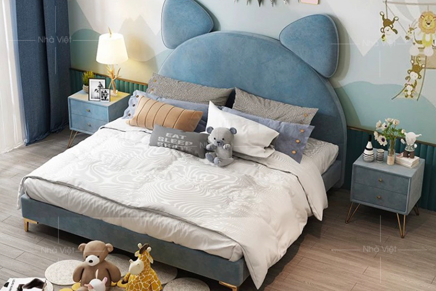 Giường ngủ màu xanh Remo R01