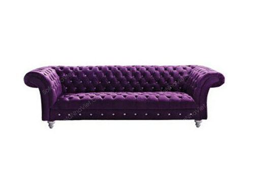 Mẫu ghế cổ điển kiểu băng dài bọc vải màu tím Sofa cổ điển mã 20