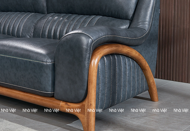 Bàn ghế sofa da với sự kết hợp phối gỗ đẳng cấp Sofa da DH 173
