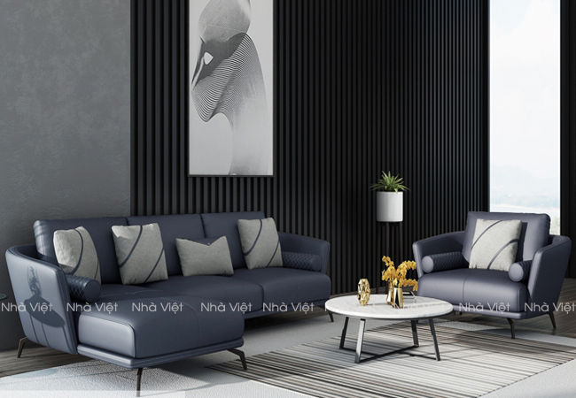 Bộ sofa da phòng khách thiết kế mới nhất năm nay Sofa da DH 185