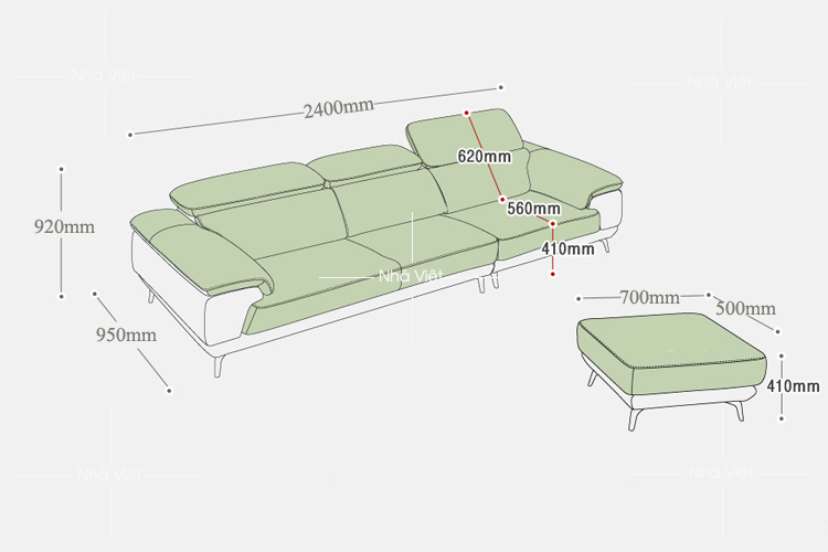 Ghế sofa da 2,4m dài mã 122