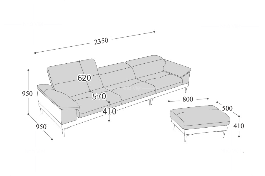 Sofa da văng ba chỗ DH187