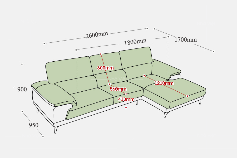 Sofa da phòng khách rộng DH 185