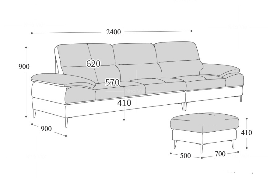 Sofa da băng dài DH 33