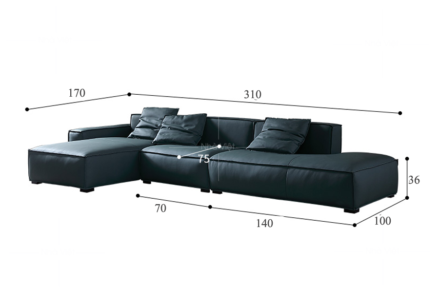 Sofa da hiện đại Trio DH49