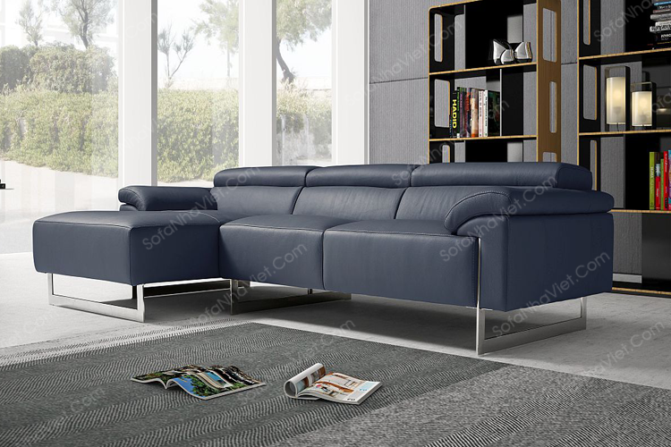 Bộ ghế sofa bọc da công nghiệp gam màu xanh đen Sofa da mã 59
