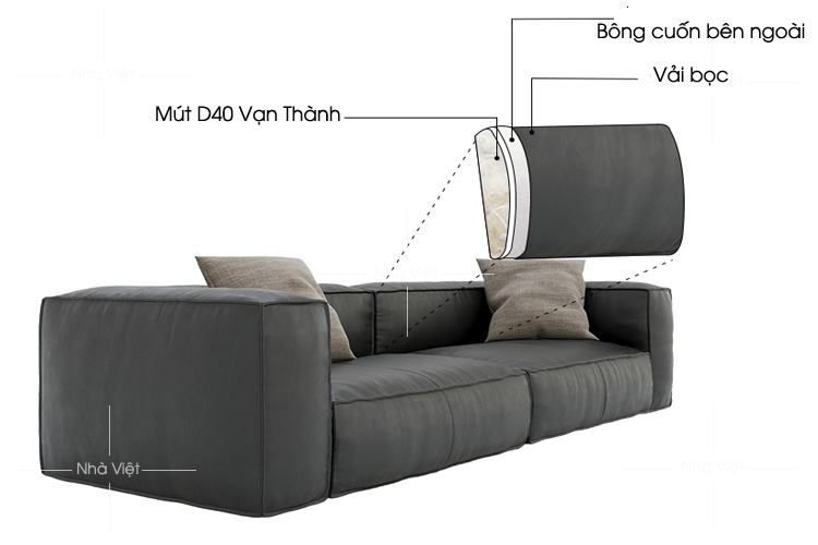 Sofa đẹp CiCo vải màu đen DL 100