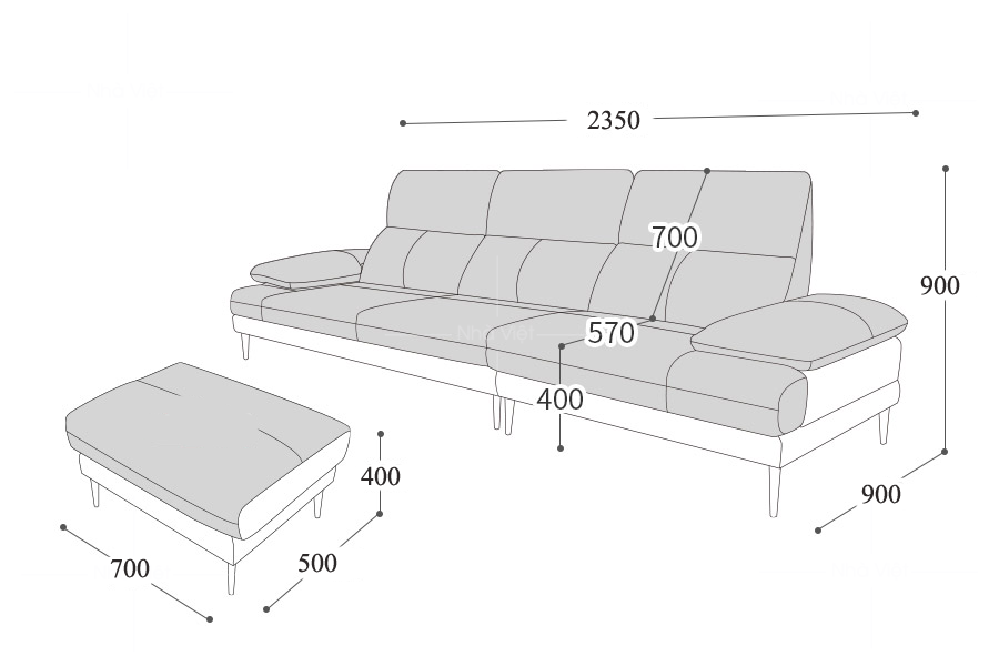 Sofa đẹp kích thước 2,35m mã 107