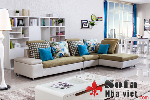 Bộ sofa đẹp phòng khách với hai màu trắng và cốm Sofa đẹp mã 105