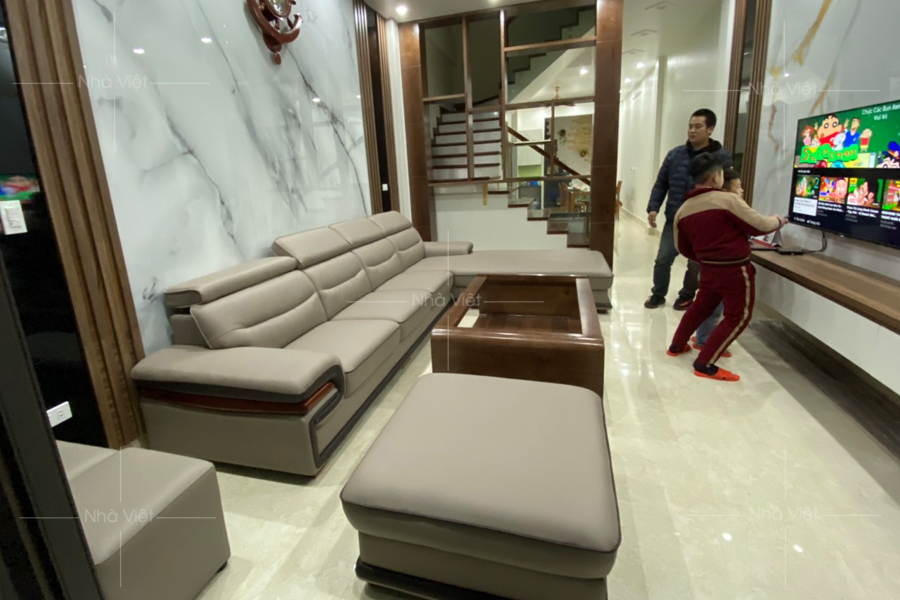 Ảnh thực tế bộ sofa góc bàn giao tại nhà anh Hưng - T.P Nam Định
