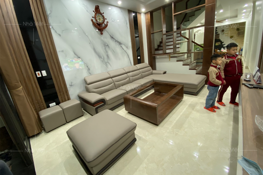 Ảnh thực tế bộ sofa góc bàn giao tại nhà anh Hưng - T.P Nam Định