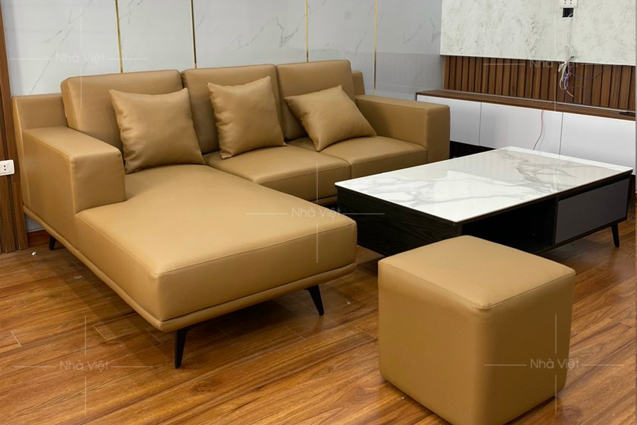 Full combo nội thất sofa góc, bàn trà, bàn ăn nhập khẩu nhà chị Vy - Melody Residences - Linh Đàm