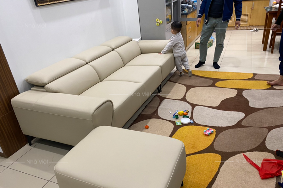 Ghế sofa da chống bám mực bút bi bàn giao cho anh Thuỷ - Nơ 03B - Sài Đồng - Long Biên - Hà Nội