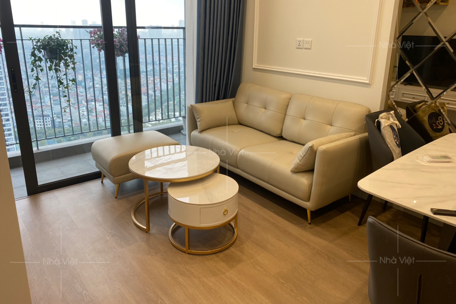 Combo sofa văng, đôn bàn trà đôi phù hợp với mọi không gian - Ảnh bàn giao tại toà GS2 Vinhomes Smart City