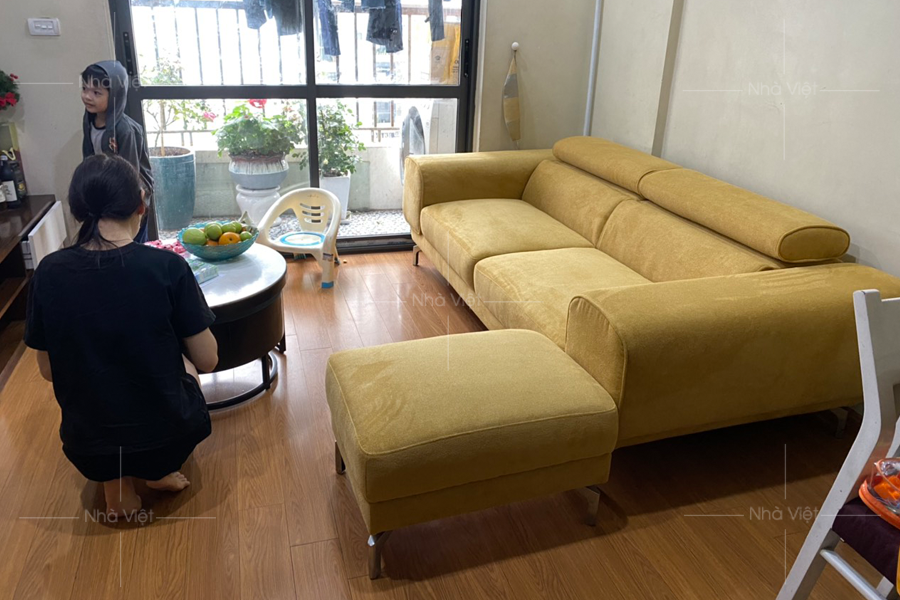 Cùng khám phá sofa vải giành cho phòng khách nhỏ - Chị Liêm chung cư Thăng Long Victoria An Khánh