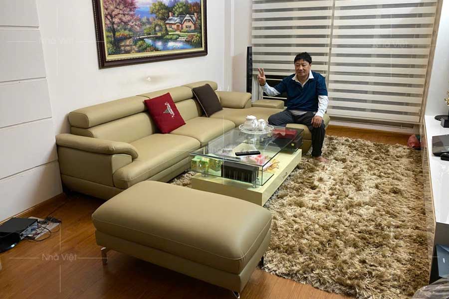 Bàn giao sofa góc da nhà chị Linh - Ngõ 41 Phố Thái Hà - Hà Nội