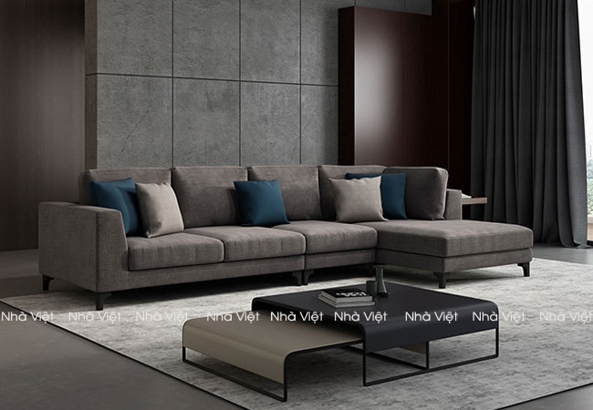 Mẫu ghế sofa góc chữ L bọc vải gam màu đen Sofa góc mã 227
