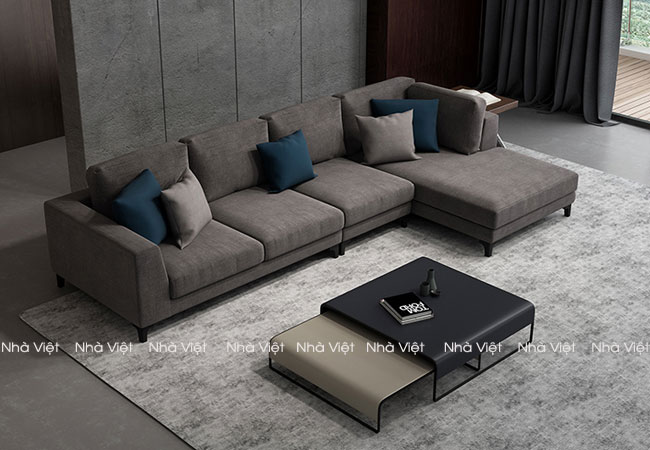 Mẫu ghế sofa góc chữ L bọc vải gam màu đen Sofa góc mã 227
