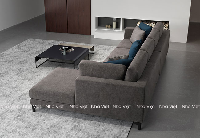 Mẫu ghế sofa góc chữ L bọc vải gam màu đen Sofa góc mã 227