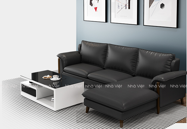 Bộ bàn ghế sofa góc phòng khách điểm nhấn tay ốp gỗ Sofa góc mã 233
