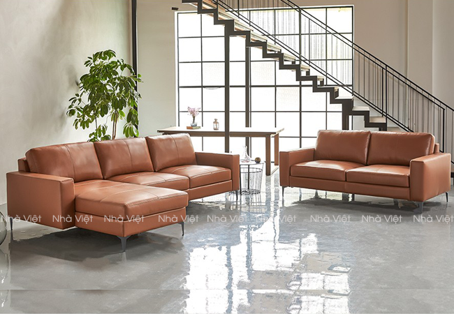 Mẫu ghế sô pha đẹp bọc da thiết kế đệm tựa tháo rời Sofa đẹp DL 99