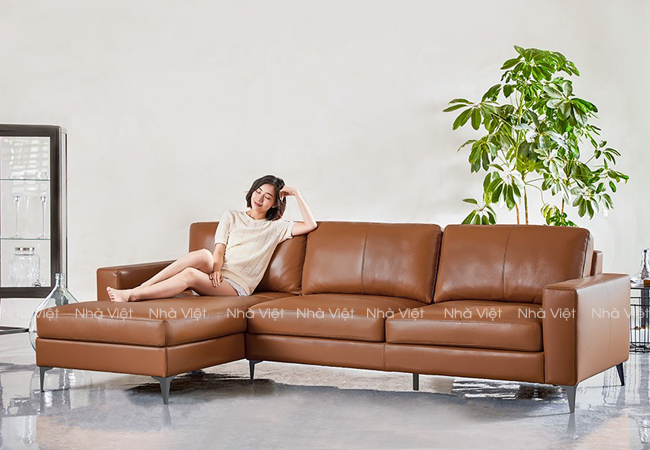 Mẫu ghế sô pha đẹp bọc da thiết kế đệm tựa tháo rời Sofa đẹp DL 99
