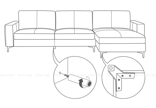 Mẫu ghế sô pha đẹp bọc da thiết kế đệm tựa tháo rời Sofa đẹp DL 99