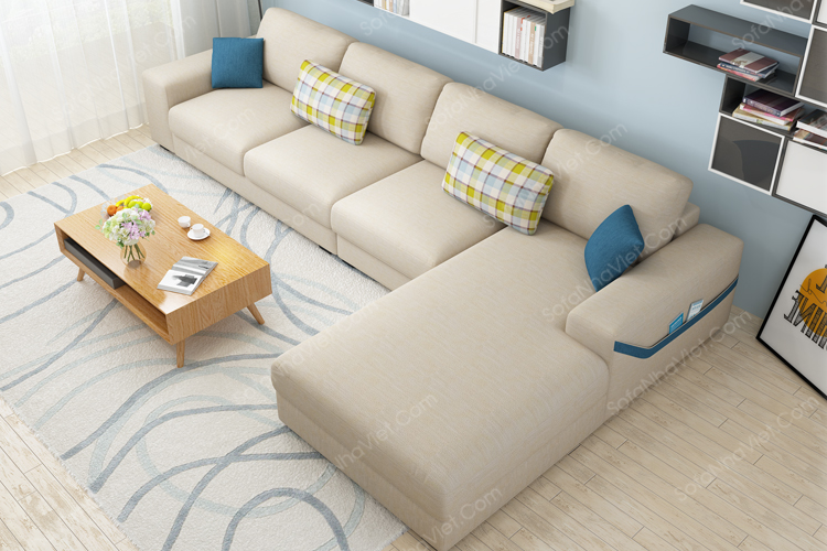 Bàn ghế sofa góc vải cho phòng khách đẹp Sofa góc mã 109