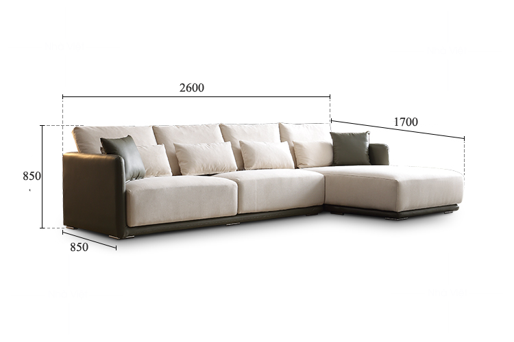Sofa góc da kết hợp vải GL02