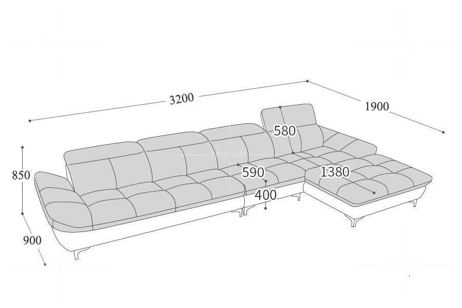 Sofa góc phòng rộng GL50