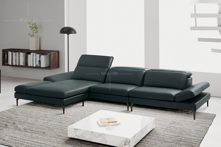 Sofa góc da màu xanh GL58