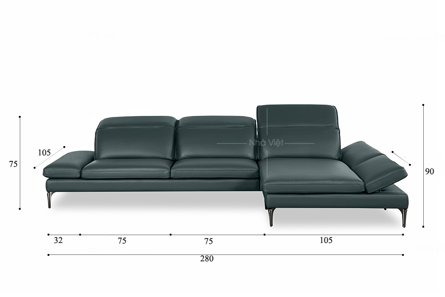 Sofa góc da màu xanh GL58