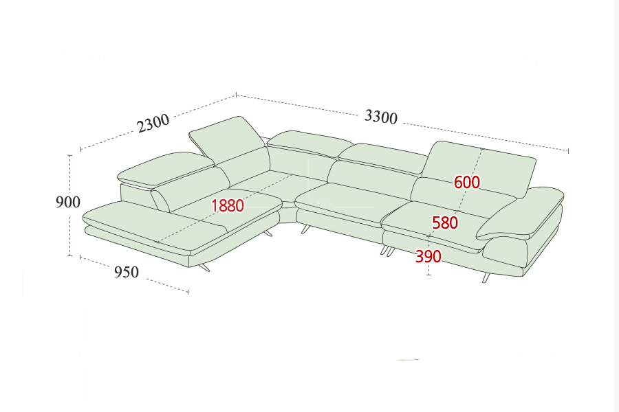 Sofa góc phòng khách rộng GL45