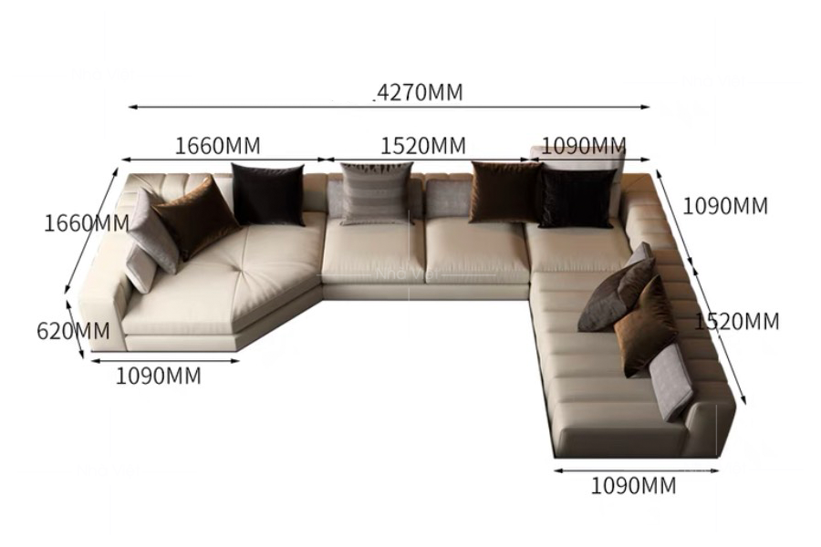 Sofa góc phòng khách rộng Minoti GL40