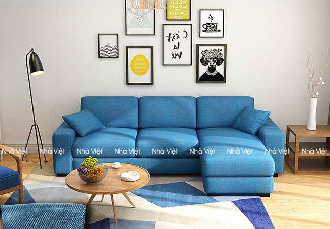Mau sopha ni mau xanh kieu dang hien dai Sofa nỉ mã 090
