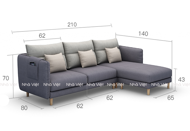 Bàn ghế sofa nỉ cho phòng khách nhỏ hẹp Sofa nỉ mã 1115